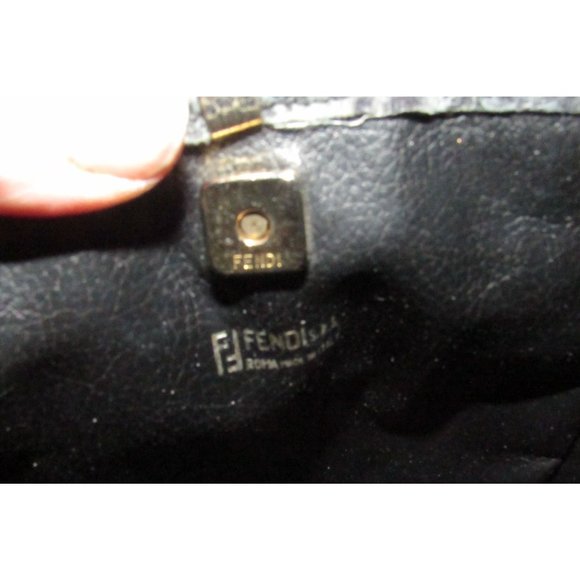 Early Fendi SAS Multi-colored 'FENDI' Logo Print on Black Coated Canvas - Picture 2 of 16